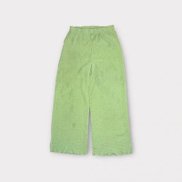 Zara Lime Green Wide Leg Knit Pants - Picture 1 of 5
